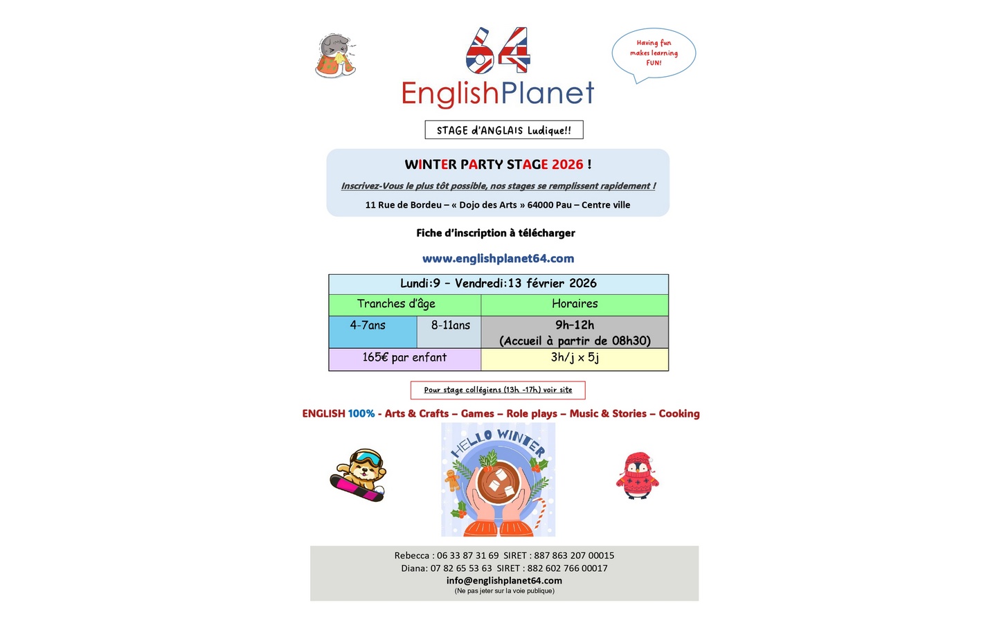 Stage anglais "winter party"