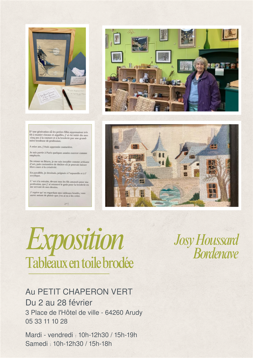 Exposition : Tableaux en toile brodée - Josy H ...