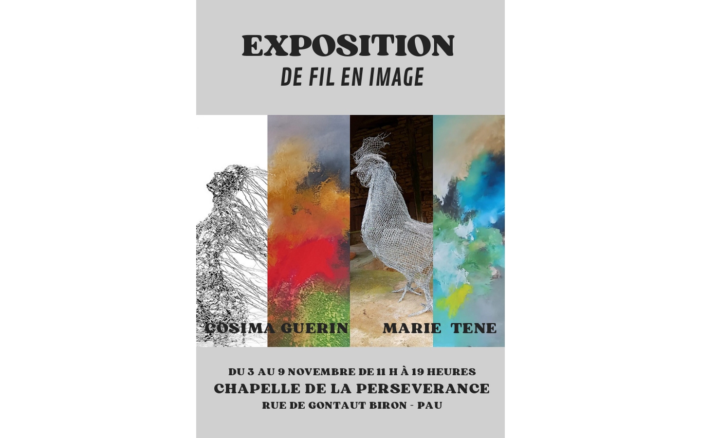 Exposition de fil en image peinture et sculpture