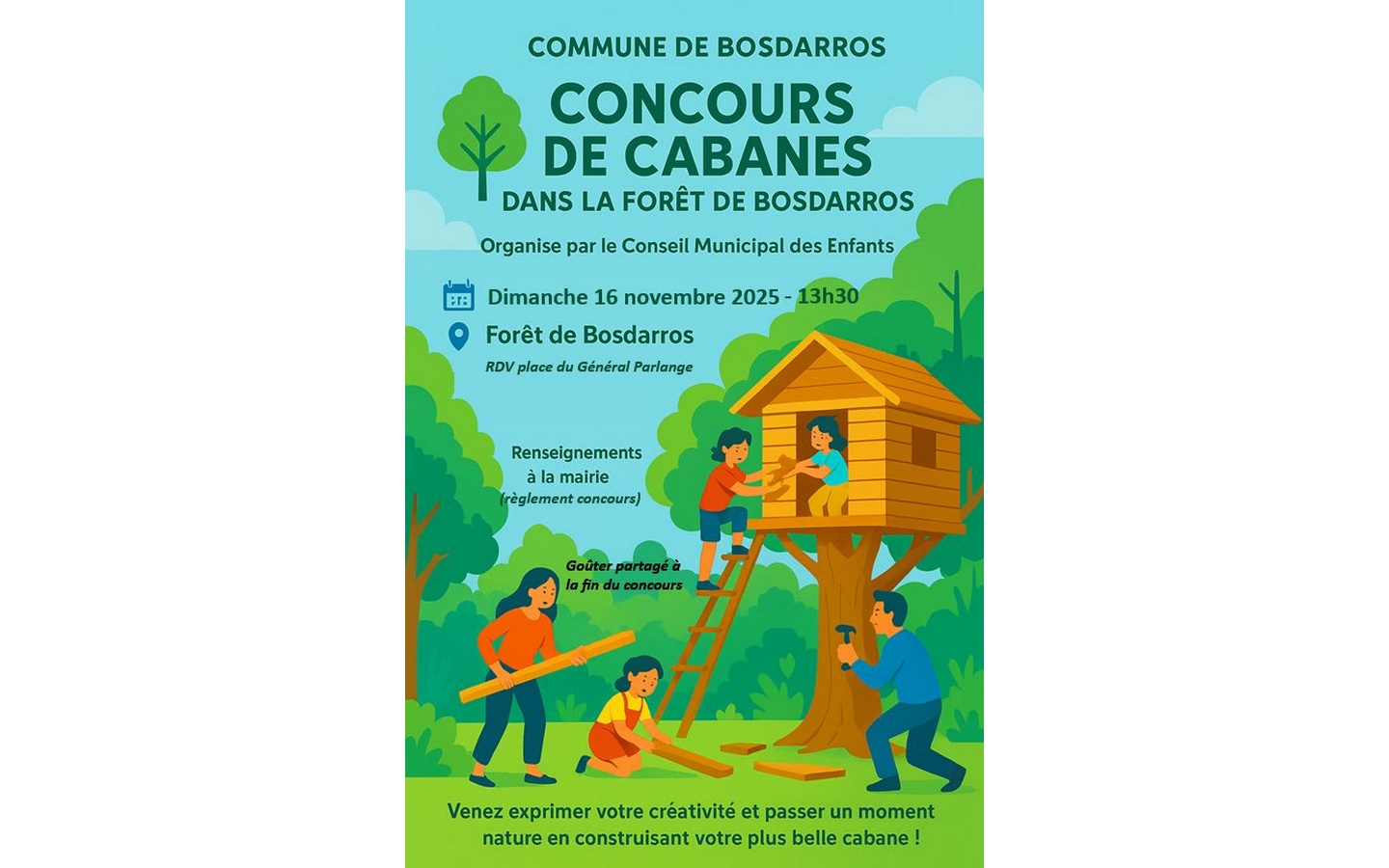 Concours de cabanes dans le forêt de Bosdarros