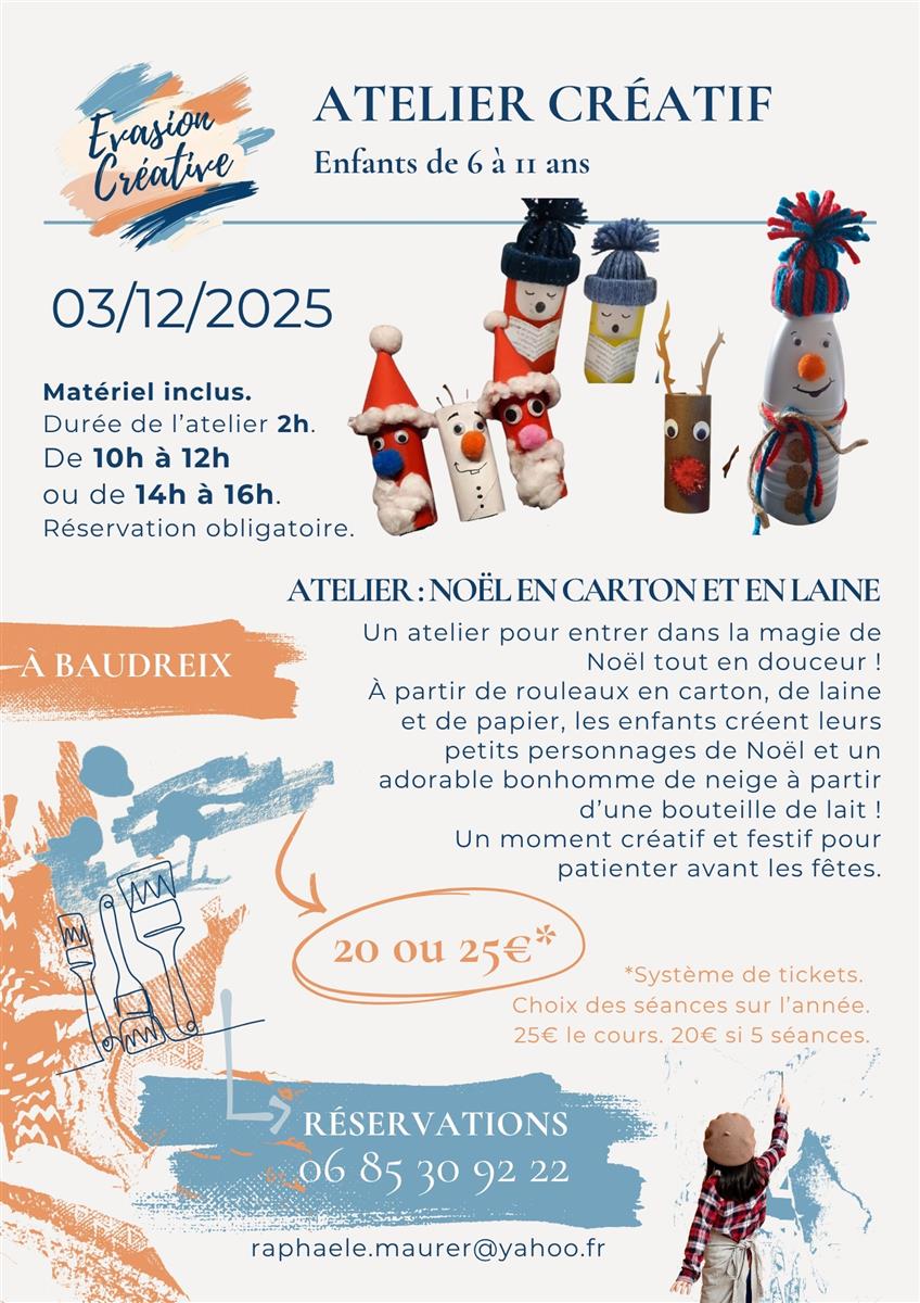 Atelier créatif "Noël en carton et en laine"