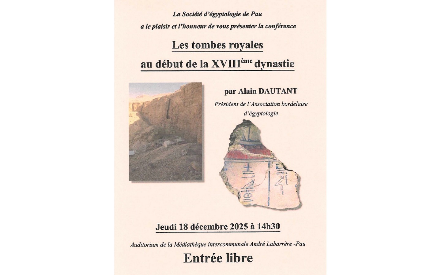 Conférence Egyptologie "les tombes royales au  ...