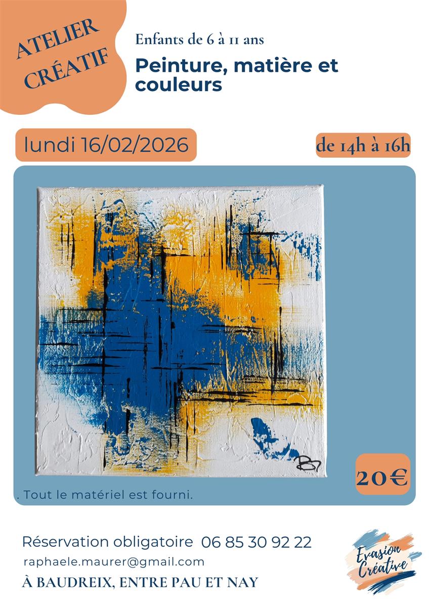 Atelier "Peinture, matière et couleurs" à Baudreix