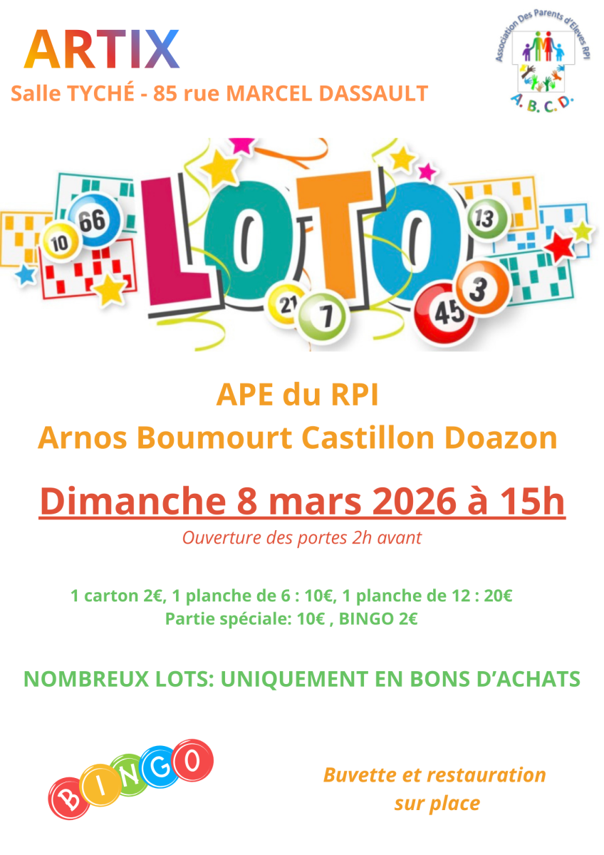 APE ABCD Loto/ Bingo 8 mars