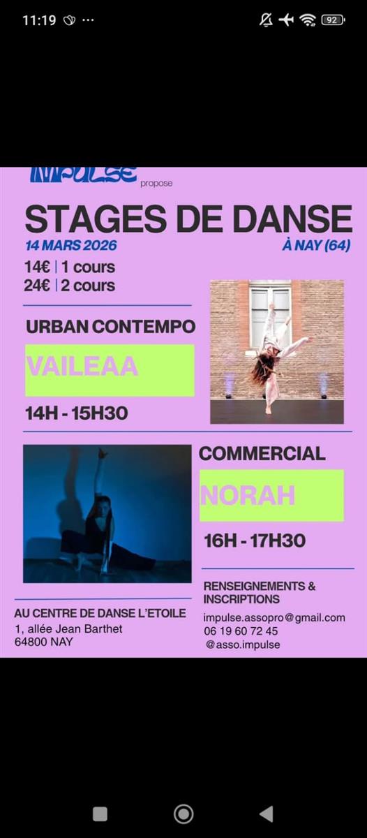 STAGES DE DANSE : Urban Contempo et Commercial