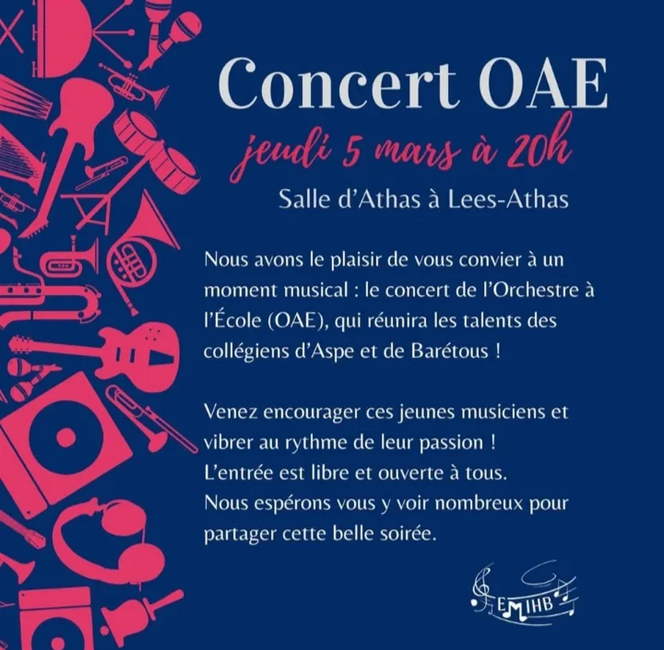 Concert de l’Orchestre à l’École (OAE) Aspe-Ba ...