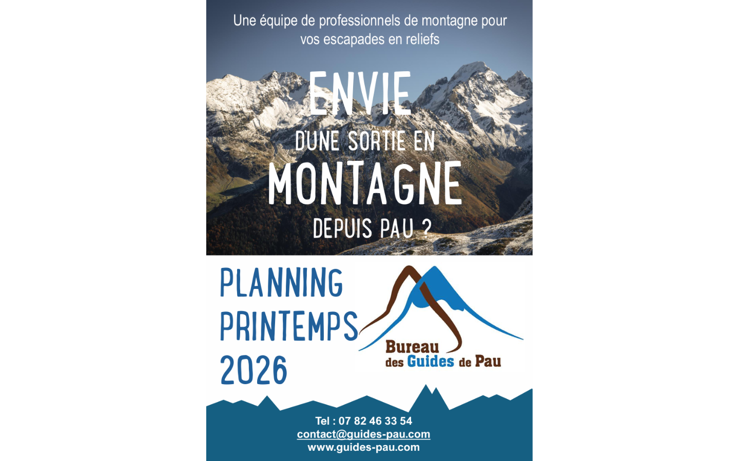 Bureau des guides de Pau: Programme printemps 2026