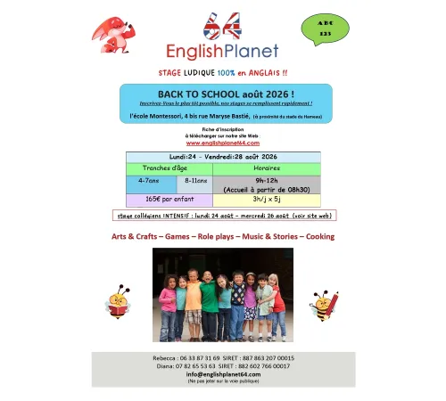 English Planet - Stage anglais "Back to school"