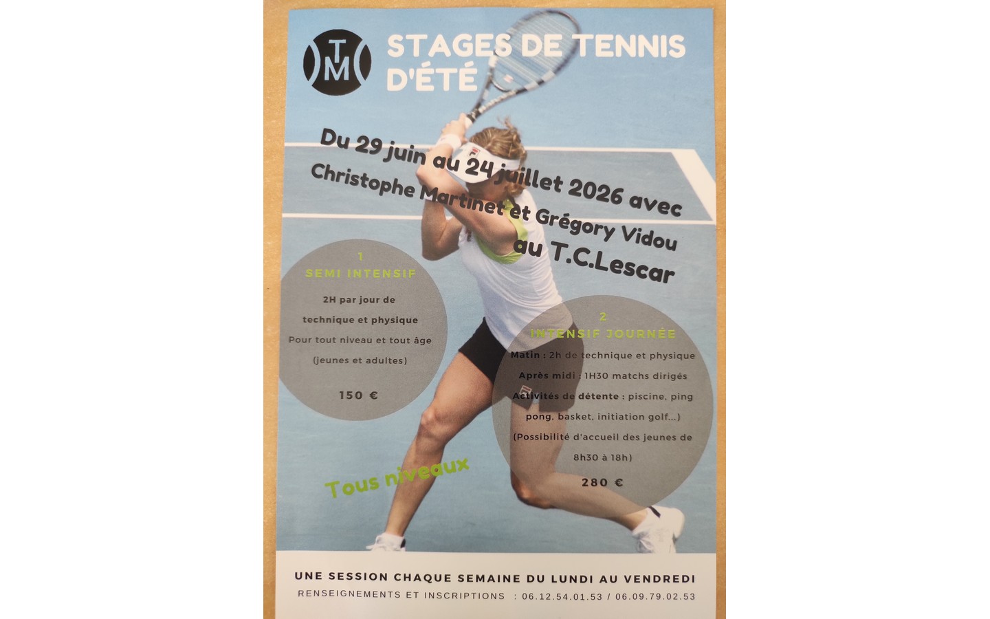 Stage de tennis d'été