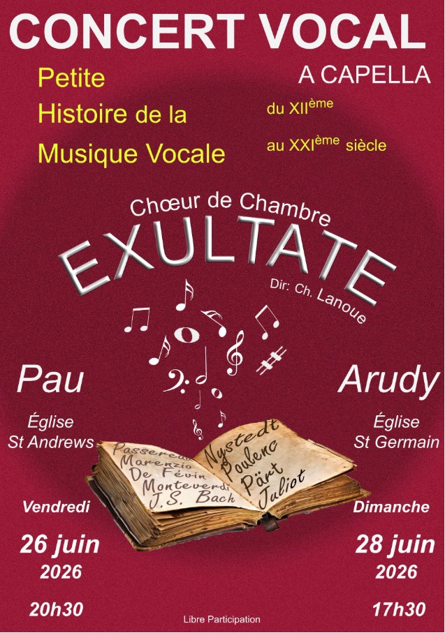 Concert Vocal à Capella à Arudy : Exultate