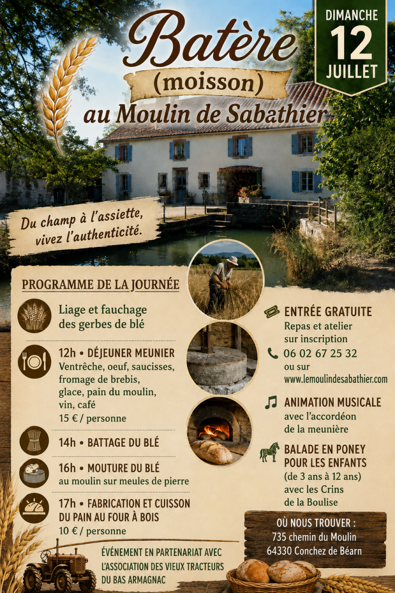 Batère (moisson), au moulin de Sabathier