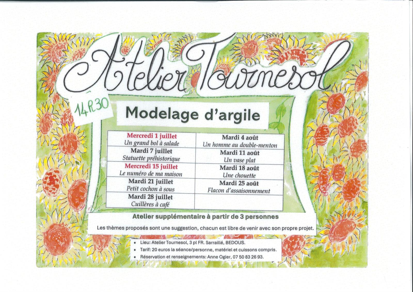 Atelier Tournesol - Modelage d'argile
